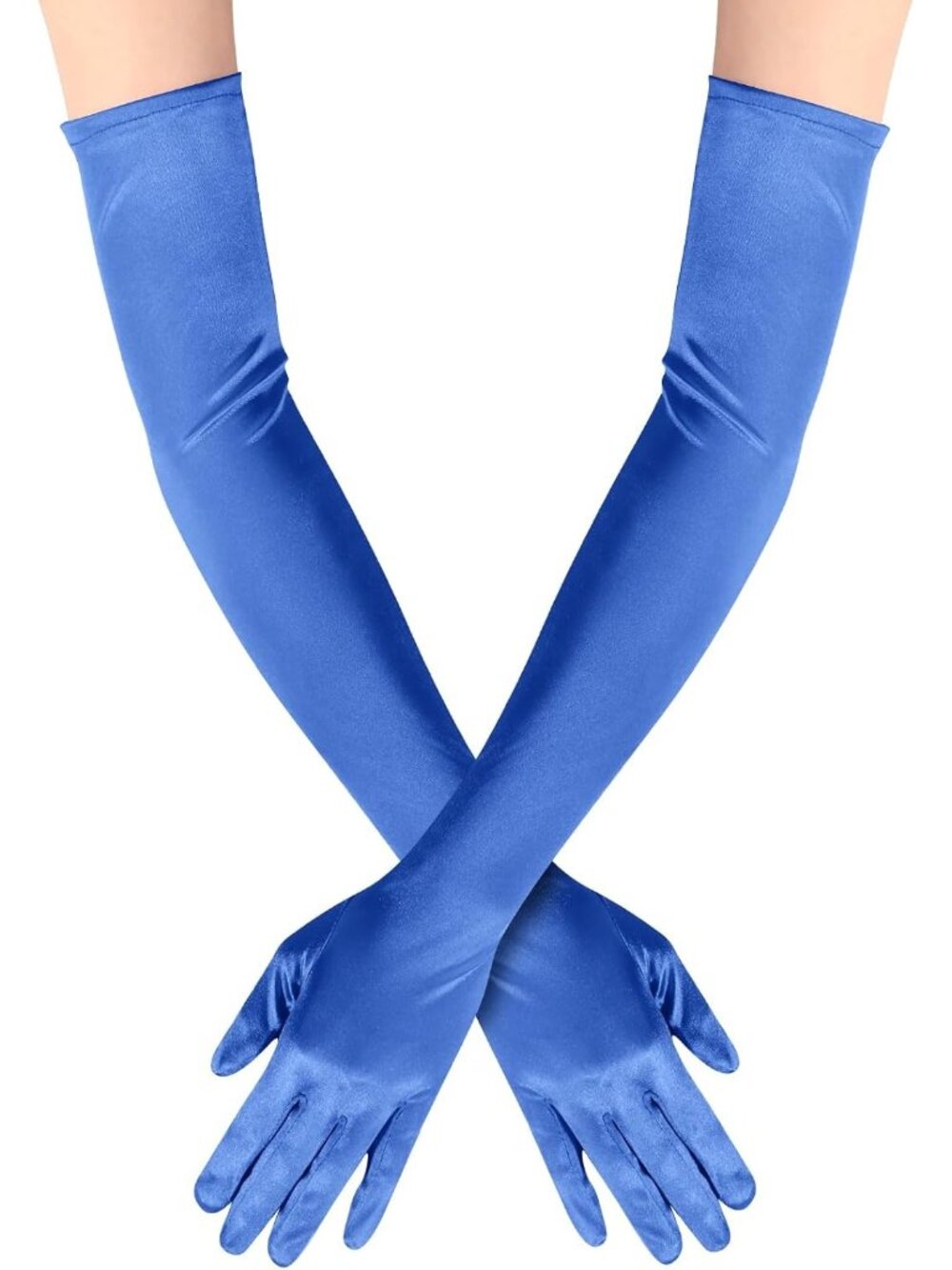 Women's Blue Long Opera Elbow Length 1920s Halloween Cosplay Bridal Gloves